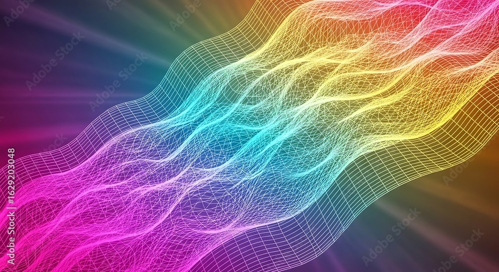 Poster green digital rain of binary code cascading down, creating a futuristic, immersive digital landscape