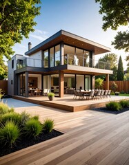 Fototapeta premium Modern house with large deck