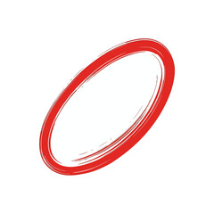 Red Brush Stroke Oval Frame, Hand Painted Vector Circle, Artistic Abstract Shape