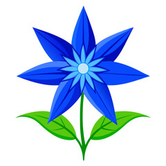 blue star  flower  vector on white background
