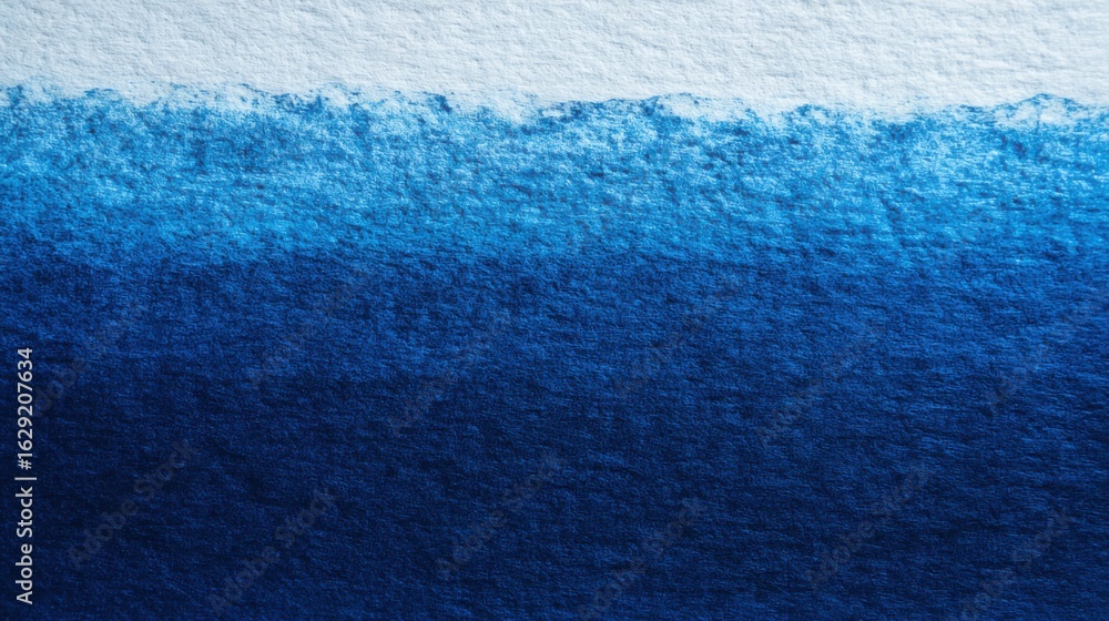 Poster a soothing gradient of deep to light blue watercolor paint spreads across textured paper, creating a