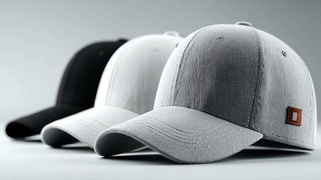 Cap mockups with curved or flat brim styles, editable logo placement, and realistic textures, ideal for apparel, branding, and print use