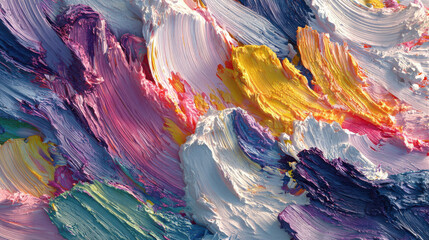 Thick paint strokes vibrant colors textured abstract background blue