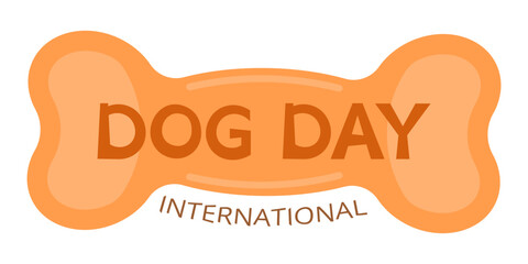 A playful and vibrant illustration of the phrase DOG DAY INTERNATIONAL, on orange color bone background, designed to celebrate dog lovers worldwide.