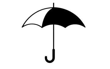 Black and white umbrella icon on white background rain