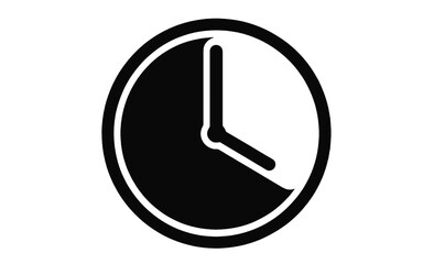 Black clock face icon showing quarter past ten time