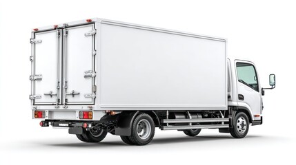 White delivery truck, rear view, isolated
