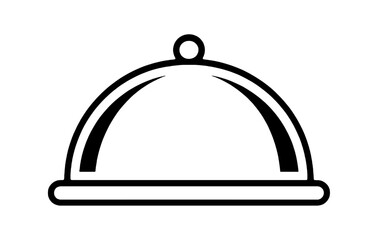 Obraz premium Simple Black Outline of a Food Serving Cloche dome