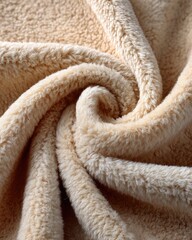 Soft, light beige fabric swirled in a close-up shot