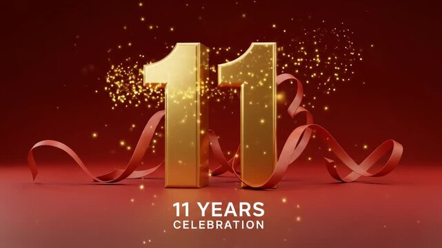 Golden numbers 11 years celebration graphic anniversary