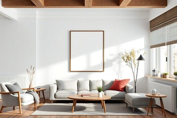 Fototapeta premium Bright and airy living room with modern furniture and natural light