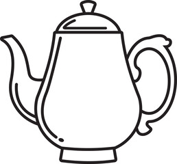 Classic Teapot Outline Illustration vector line art logo icon black and white