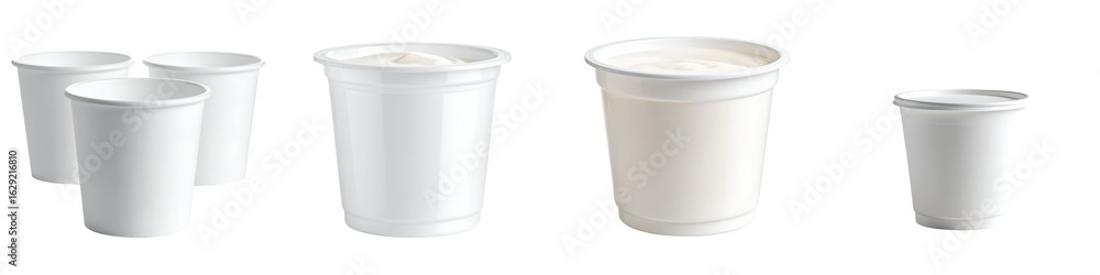 Poster minimalist fresh yogurt cup mockup set in a clean and modern background for various design projects 