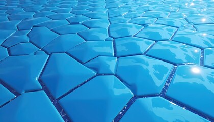 Naklejka premium Stylized Hexagonal Geometry With Sharp 3D Blue Reflections