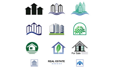Obraz premium Modern Real Estate Logo Icons Eco Home, Building, Property, and House Vector Set