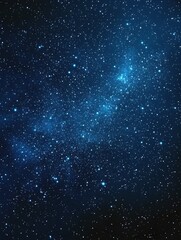 Obraz premium Starry sky background, blue night sky full of stars, glowing stars in the dark space, starry background, dark night, stars in the distance, starlight, dark background with a blue glow, night sky. 