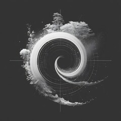 Abstract Digital Landscape with Geometric Swirl
