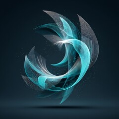 Abstract Teal Wave Lines Design on Dark Background