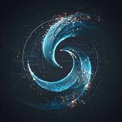 Abstract Technology Background with Glowing Spiral Lines