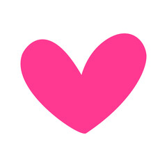 Pink heart icon. Love symbol with doodle hand drawn design style