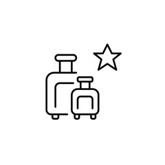 Luggage and star. Travel apps, booking services, reward programs, or premium luggage brands. Pixel perfect, editable stroke vector icon