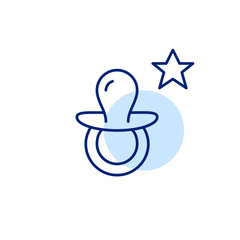 Pacifier and star. Premium baby and parenting products. Pixel perfect, editable stroke vector icon