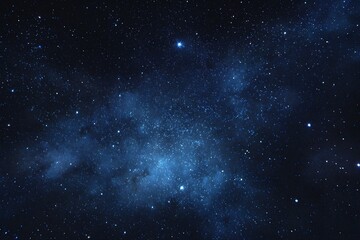 Fototapeta premium Starry sky background, blue night sky full of stars, glowing stars in the dark space, starry background, dark night, stars in the distance, starlight, dark background with a blue glow, night sky. 