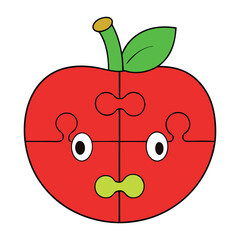 A vibrant apple-shaped jigsaw puzzle combining fun and challenge, perfect for all ages to piece together bright colors and create a tasty fruit-themed artwork.
