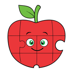 A vibrant apple-shaped jigsaw puzzle combining fun and challenge, perfect for all ages to piece together bright colors and create a tasty fruit-themed artwork.
