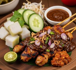Chicken Satay with Peanut Sauce and Lontong – Indonesian Street Food Favorite
