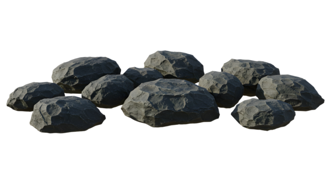 Realistic collection of gray rocks for landscape design, outdoor scenes, and natural textures - Powered by Adobe