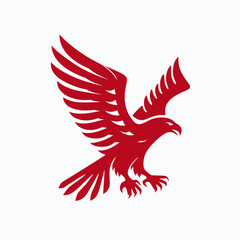 Crimson Eagle Strike – Single-Color Vector Emblem with Outstretched Wings and Talons