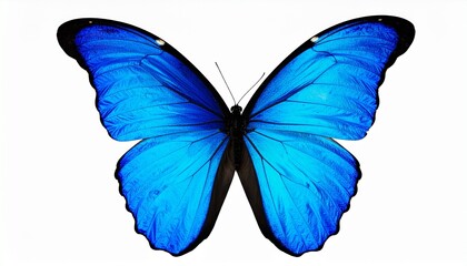 A Vibrant Blue Butterfly with Black-Edged Wings Showcasing Symmetry and Natural Elegance