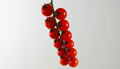 Cluster of Fresh Cherry Tomatoes on Vine Highlighting Natural Vibrancy and Culinary Freshness