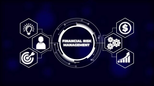 Animated graphic of financial risk management concept . business technology virtual screen background. performance metrics, and business insights from large data sets ,network , business ,technology c - Powered by Adobe