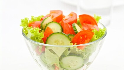 A Fresh Vegetable Salad in Glass Bowl Highlighting Color, Health, and Natural Appeal