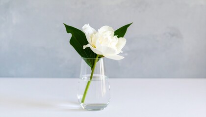 A White Peony in Glass Vase Evoking Elegance, Simplicity, and Natural Grace