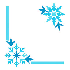 Blue snowflakes frame design with corner accents