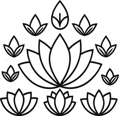 Obraz premium Floral vector illustration with leaves, abstract flower design, and plant symbols