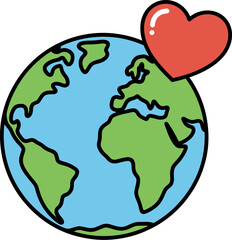 Love earth day illustration planet heart care concept
