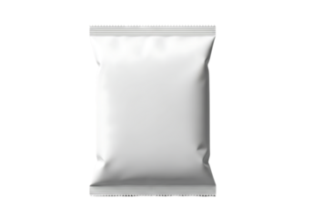 Blank Vector illustration of white snack food packaging bag with crimped edges graphic design isolated on a transparent background