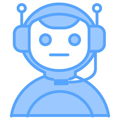 Bot Assistant Blue Icon
