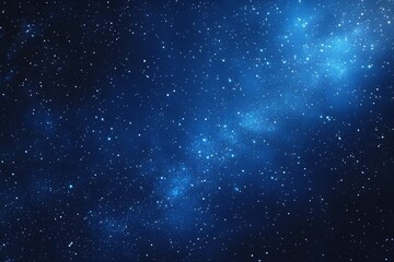 Fototapeta premium Starry sky background, blue night sky full of stars, glowing stars in the dark space, starry background, dark night, stars in the distance, starlight, dark background with a blue glow, night sky. 