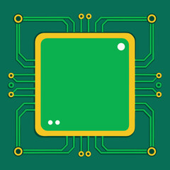 Green circuit board with central processor chip design