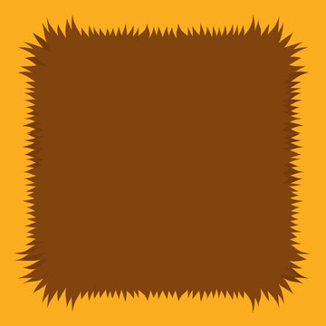 Brown furry border with sharp edges on orange background