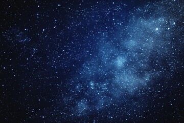 Obraz premium Starry sky background, blue night sky full of stars, glowing stars in the dark space, starry background, dark night, stars in the distance, starlight, dark background with a blue glow, night sky. 