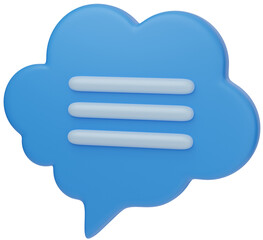 3D cloud-style chat bubble with text lines