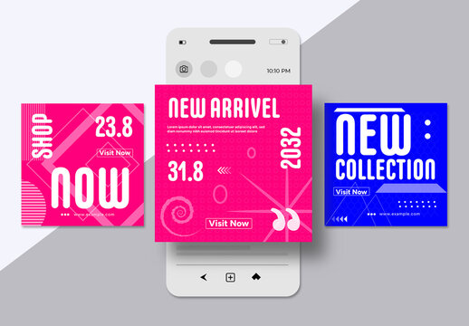 Stylish Abstract Social Media Layout Set