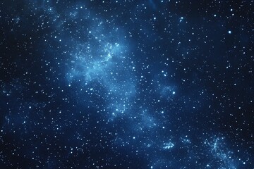 Obraz premium Starry sky background, blue night sky full of stars, glowing stars in the dark space, starry background, dark night, stars in the distance, starlight, dark background with a blue glow, night sky. 