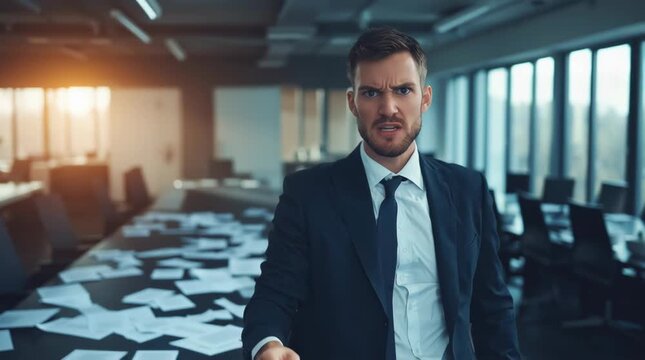 Angry Businessman Giving Angry Response in Modern Office Environment